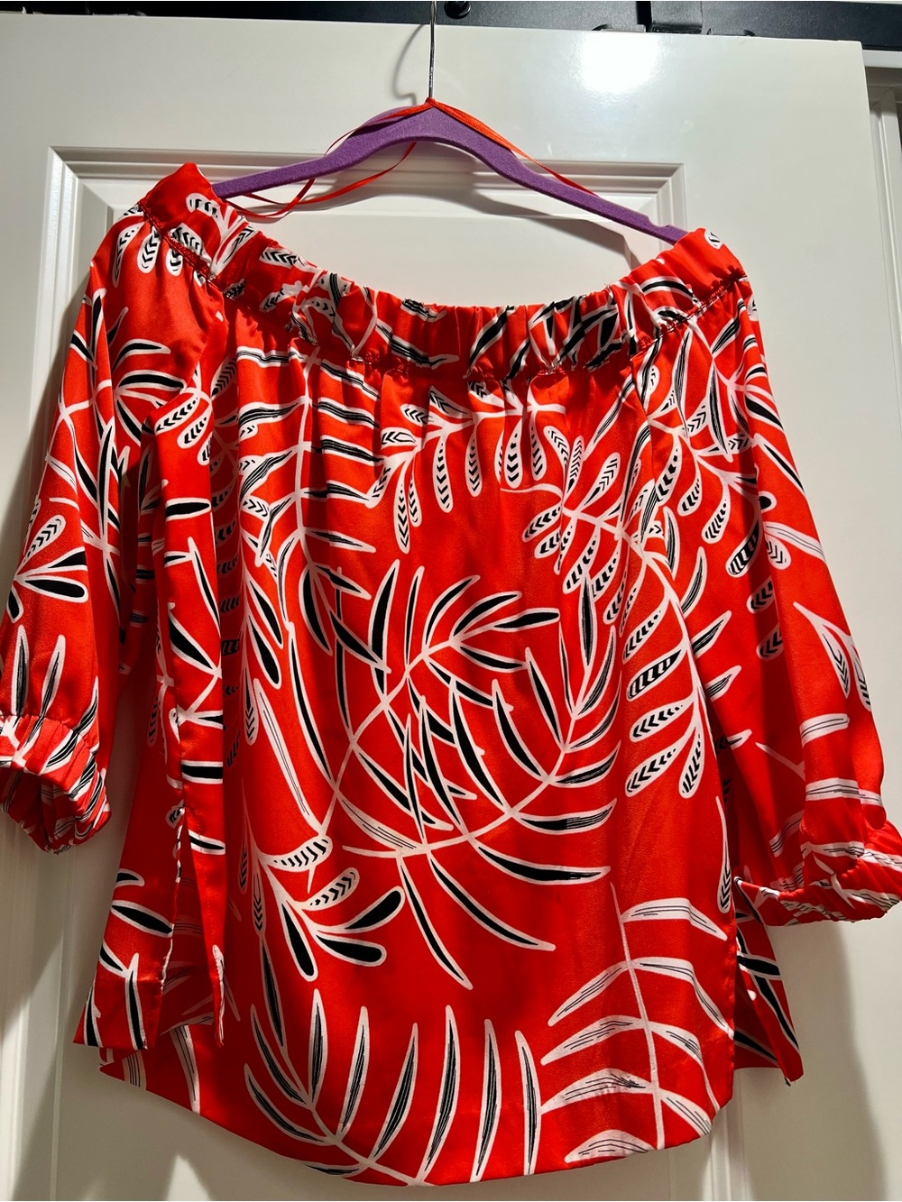 Halogen Red Tropical Off-Shoulder Blouse